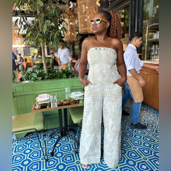 ZARA Wide Leg Strapless Jumpsuit - Picture 4 of 6